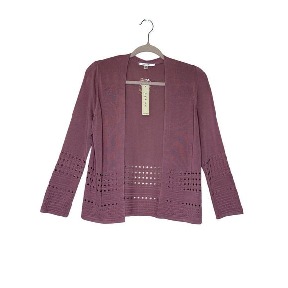 NEW Cyrus Dusty Pink Pointelle Knit Open Front Soft Girl, Career Sweater Size M - Picture 1 of 9